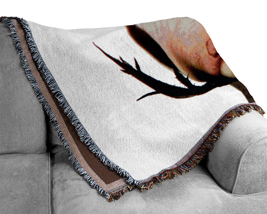 Single Pink Rose Woven Blanket