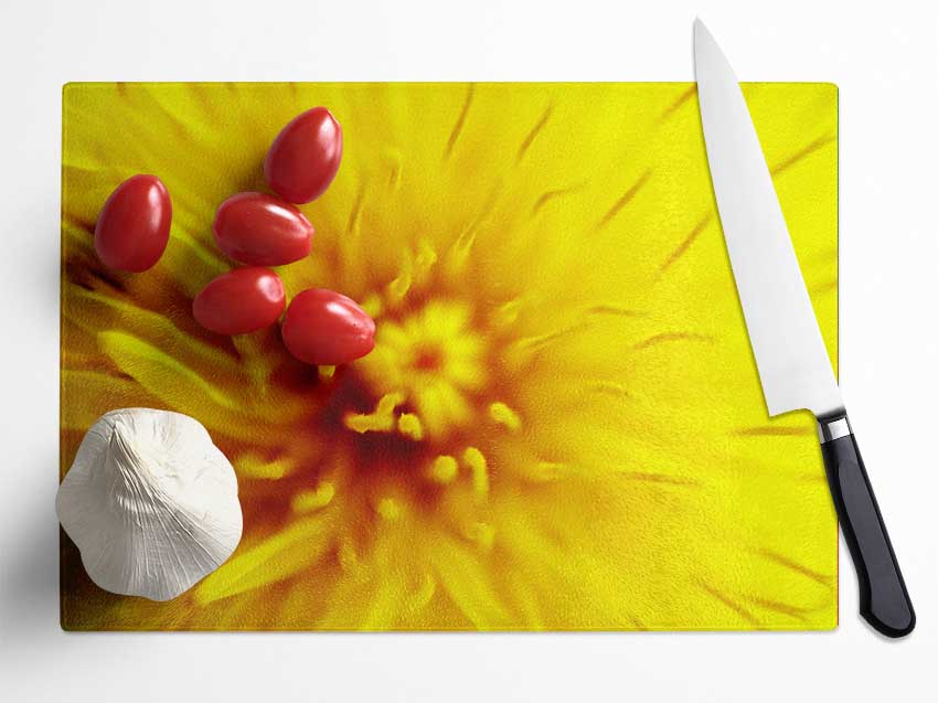 Yellow Beauty Glass Chopping Board