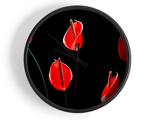 Beatiful Red Night Flowers Clock - Wallart-Direct UK