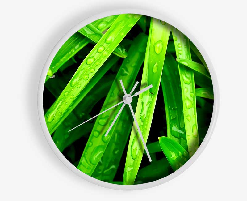 Green Leaves Clock - Wallart-Direct UK