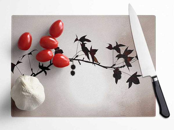 Cocoa Leaves n Berries In Sunlight Glass Chopping Board