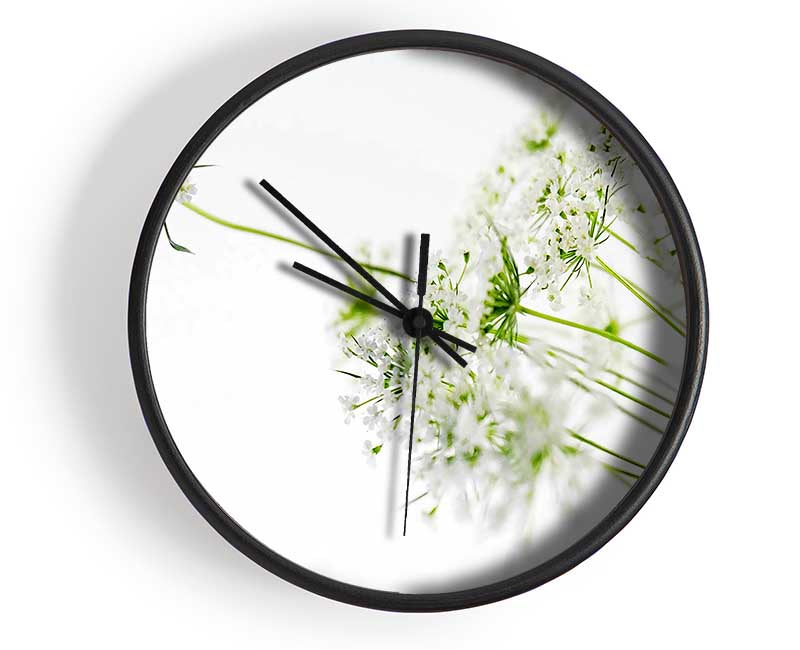 White On White Flowers Clock - Wallart-Direct UK