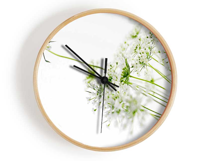 White On White Flowers Clock - Wallart-Direct UK