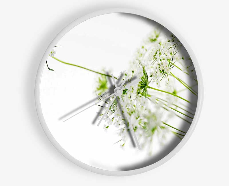 White On White Flowers Clock - Wallart-Direct UK