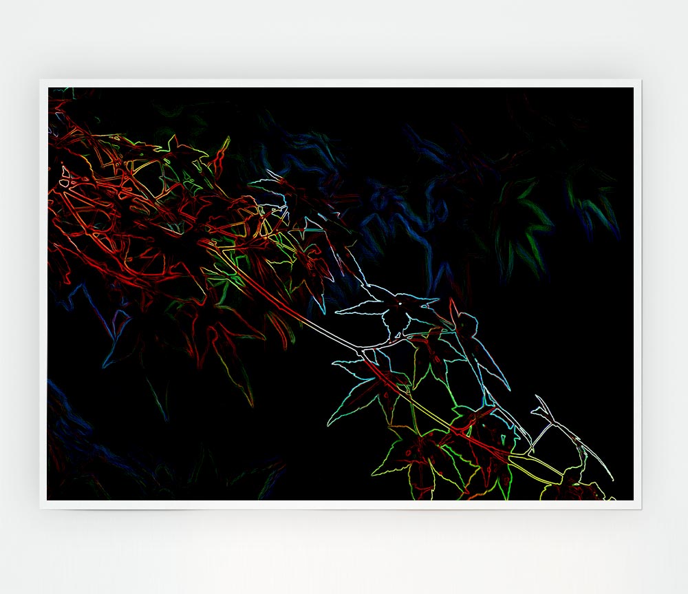 Abstarct Neon Floral 08 Print Poster Wall Art