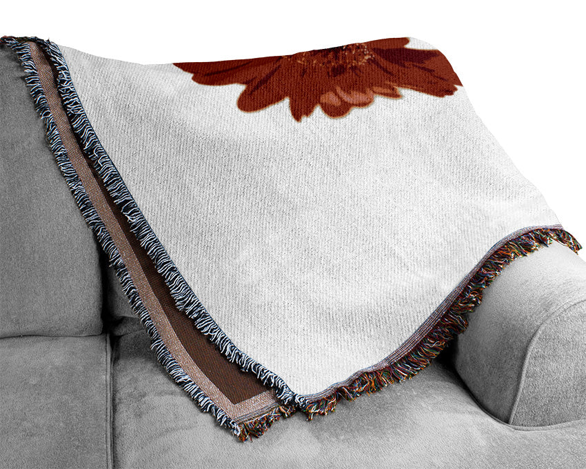 Single Red Gerbera Woven Blanket
