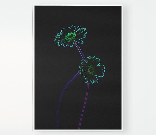 Abstarct Neon Floral 26 Print Poster Wall Art