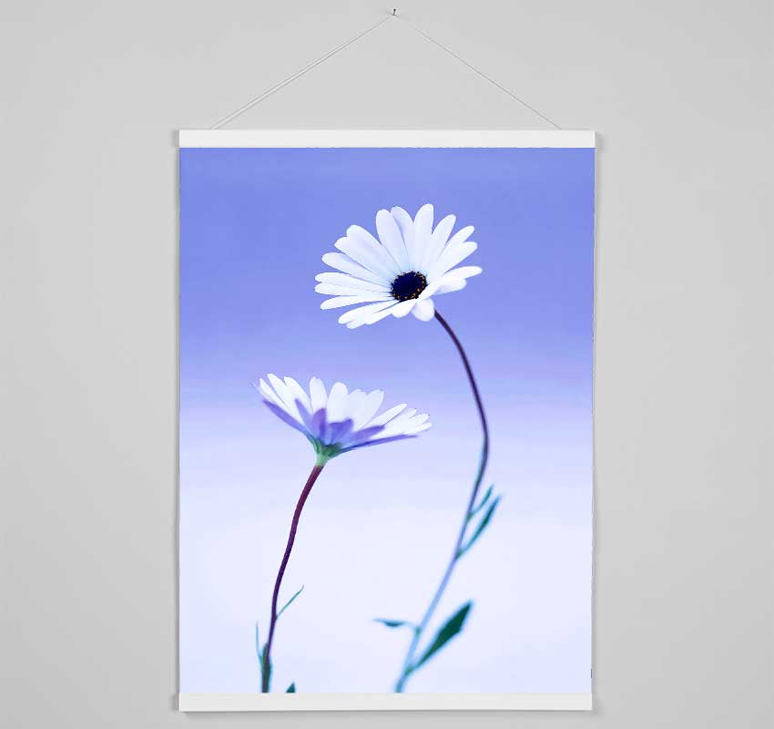 White Daisy Duo On Lilac Hanging Poster - Wallart-Direct UK