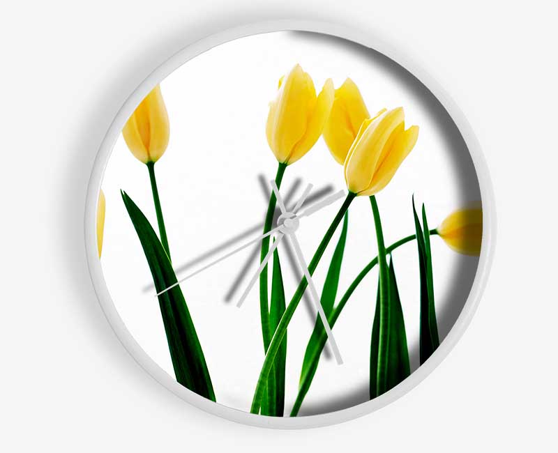 Yellow Tulip March Clock - Wallart-Direct UK