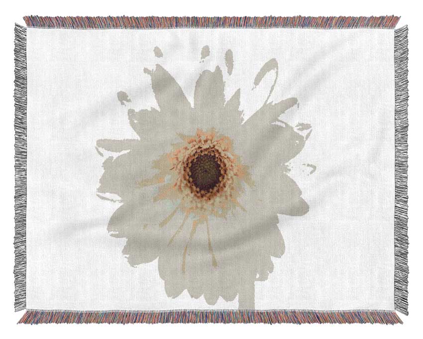 White On White Daisy Face Woven Blanket