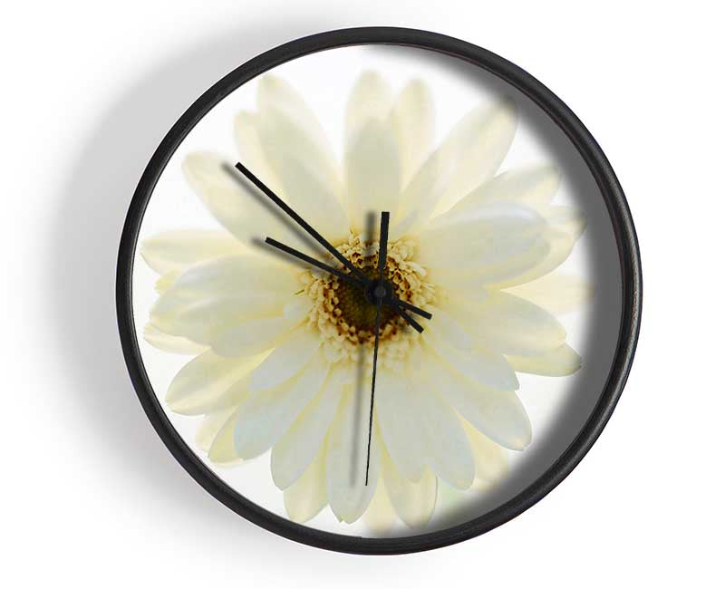 White On White Daisy Face Clock - Wallart-Direct UK