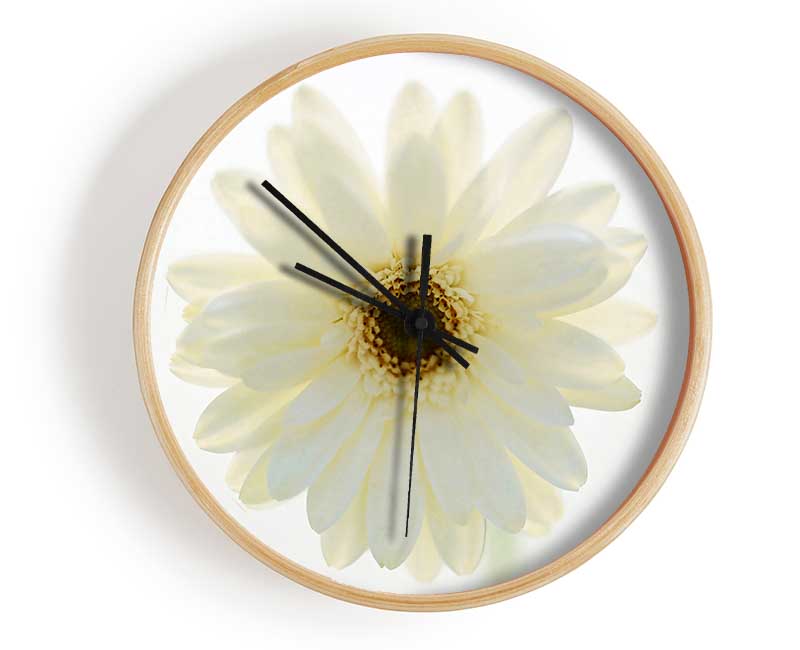 White On White Daisy Face Clock - Wallart-Direct UK