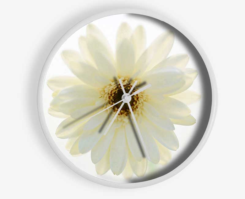 White On White Daisy Face Clock - Wallart-Direct UK