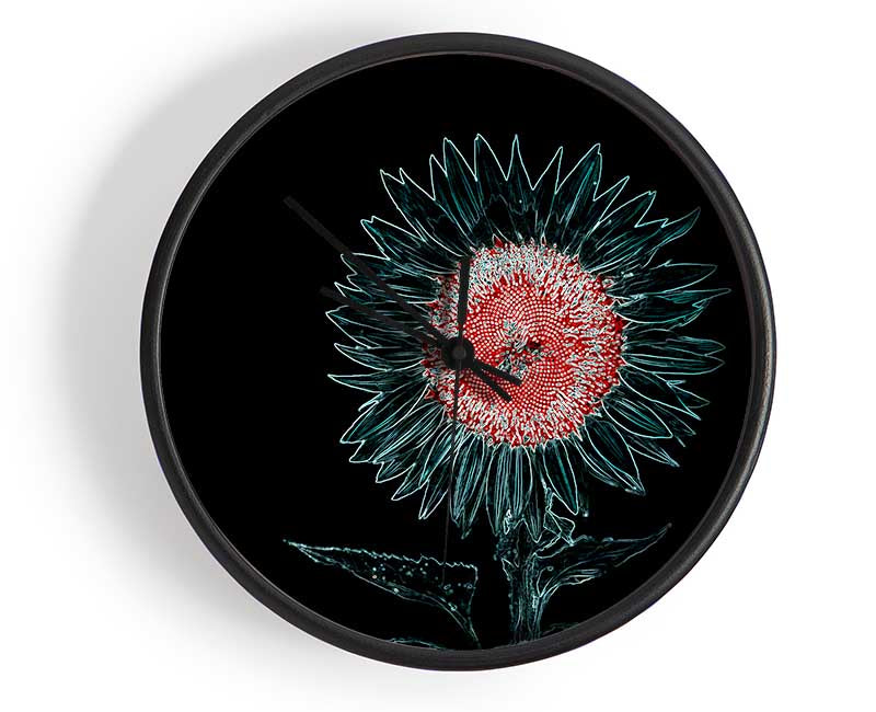 Abstarct Neon Floral 20 Clock - Wallart-Direct UK