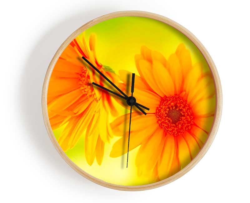 Vibrant Yellow Daisys Clock - Wallart-Direct UK