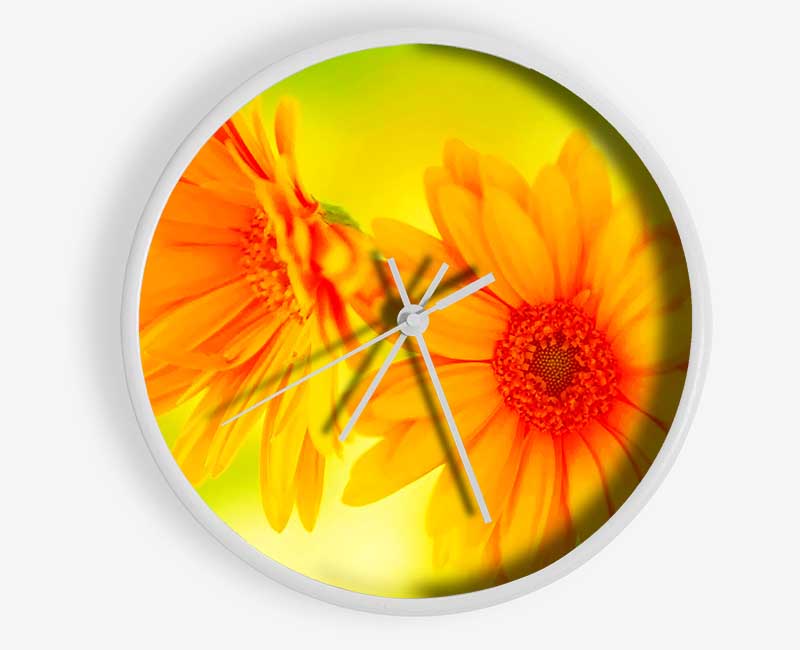 Vibrant Yellow Daisys Clock - Wallart-Direct UK