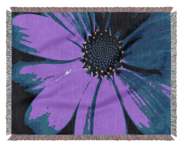 Electric Blue Petals Woven Blanket