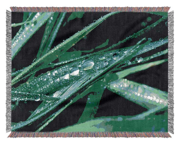 Morning Dew On Grass Woven Blanket