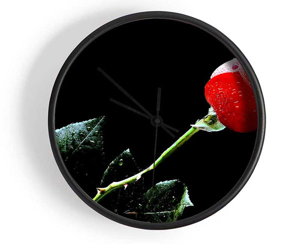 Love Of A Single Red Rose Clock - Wallart-Direct UK