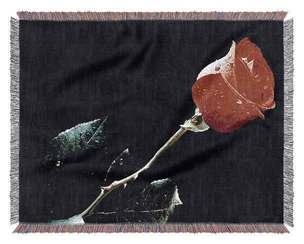 Love Of A Single Red Rose Woven Blanket