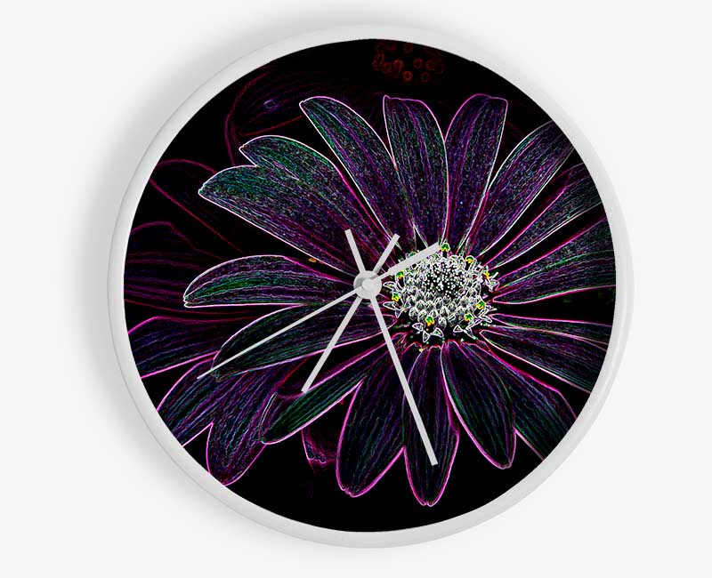 Abstarct Neon Floral 14 Clock - Wallart-Direct UK