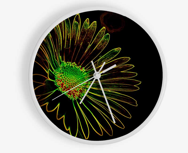 Abstarct Neon Floral 13 Clock - Wallart-Direct UK