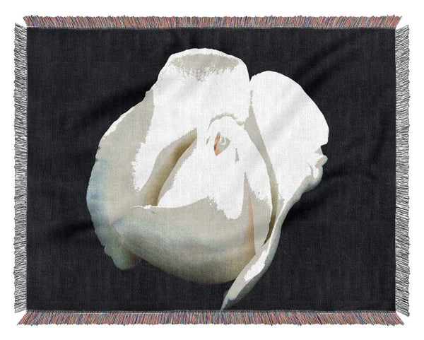 White Rose Blossom Woven Blanket