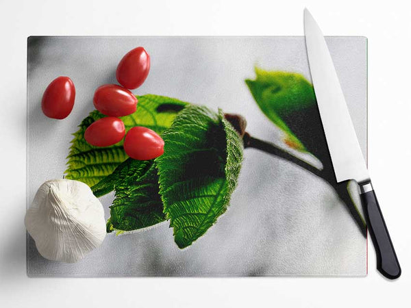 The Winter Leaves Glass Chopping Board