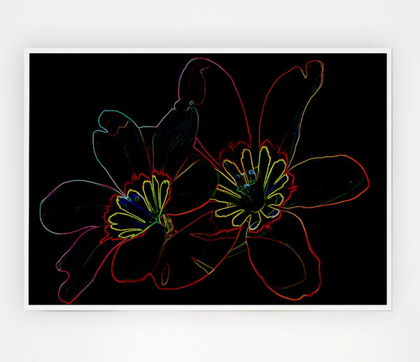 Abstarct Neon Floral 38 Print Poster Wall Art
