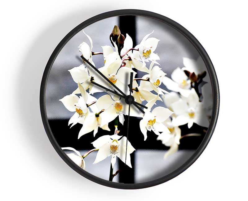 White Snowdrop Cross Clock - Wallart-Direct UK
