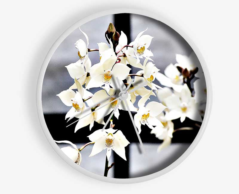 White Snowdrop Cross Clock - Wallart-Direct UK