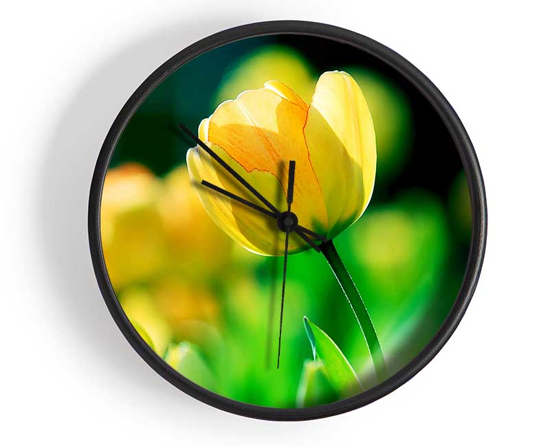 Yellow Tulip Sunlight Clock - Wallart-Direct UK