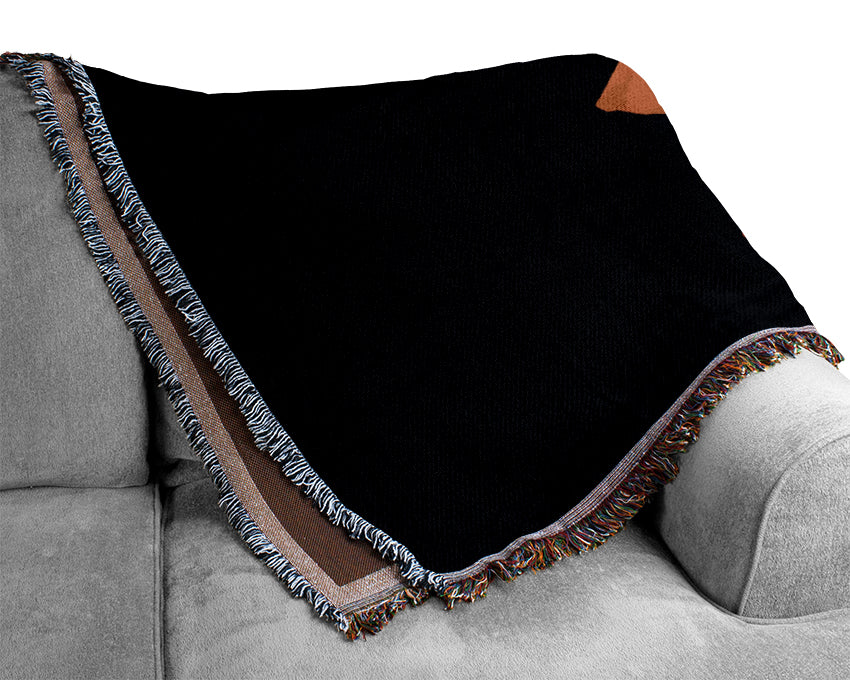 Single Orange Rose In Bloom Woven Blanket