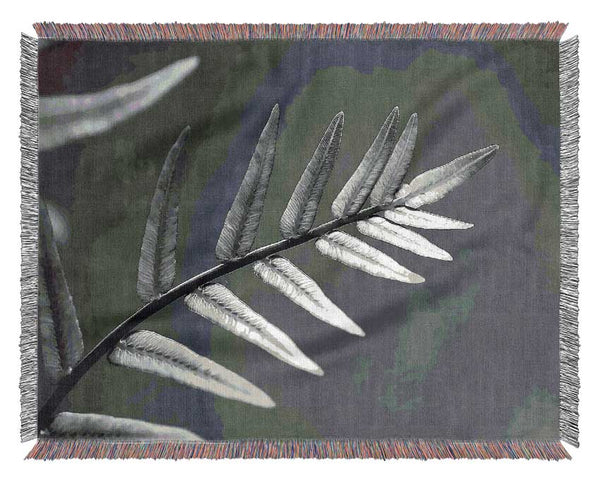 Grey Leaves Woven Blanket