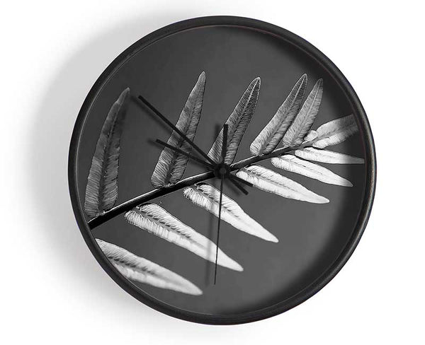 Grey Leaves Clock - Wallart-Direct UK