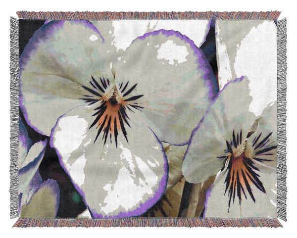 White Purple Petals Woven Blanket