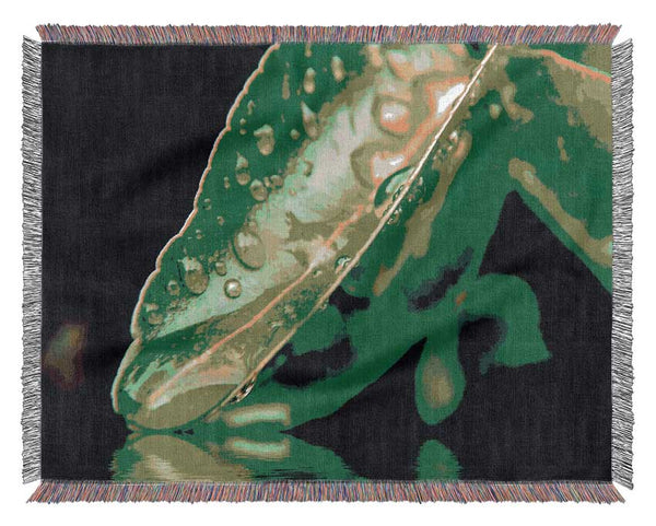 Green Leaf Reflection Woven Blanket