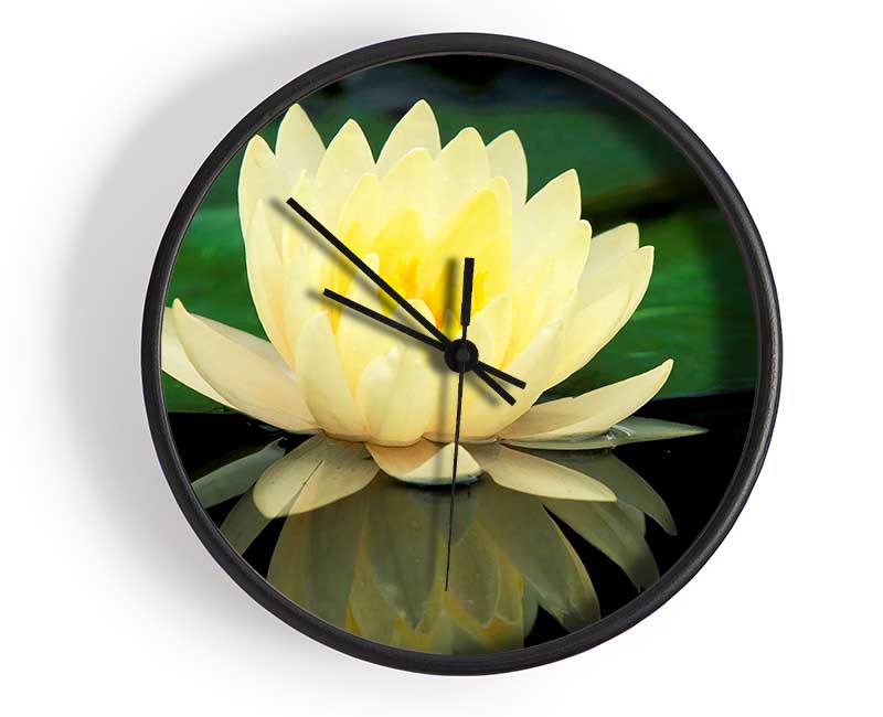 Yellow Water Lily Reflection Clock - Wallart-Direct UK
