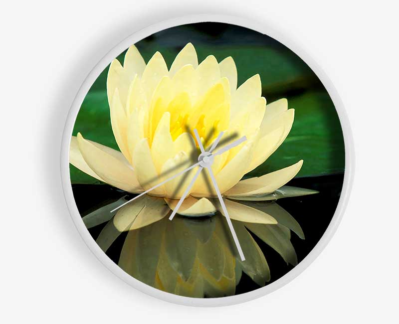 Yellow Water Lily Reflection Clock - Wallart-Direct UK