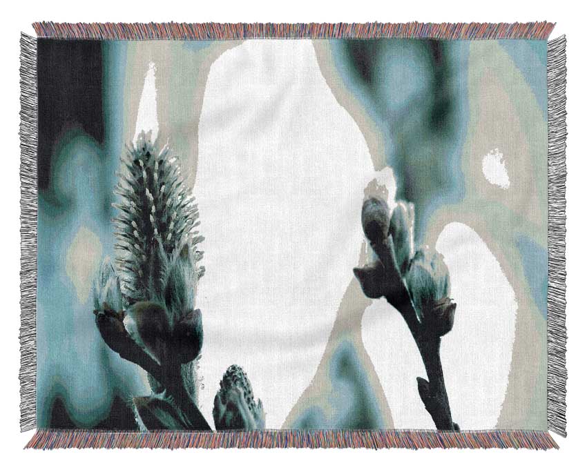 Winter Snow Flowers Woven Blanket