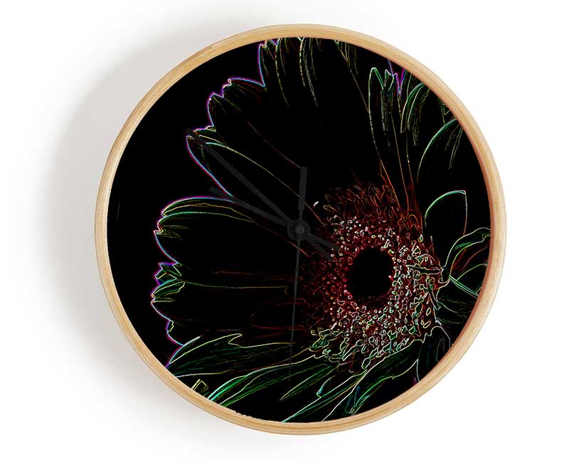 Abstarct Neon Floral 16 Clock - Wallart-Direct UK