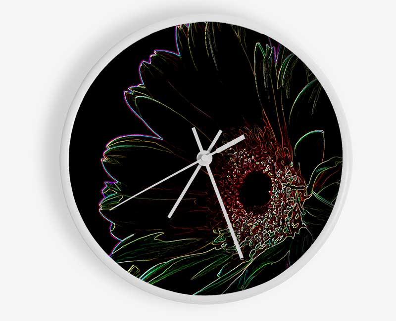 Abstarct Neon Floral 16 Clock - Wallart-Direct UK