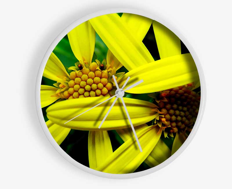 Yellow Star Flowers Clock - Wallart-Direct UK
