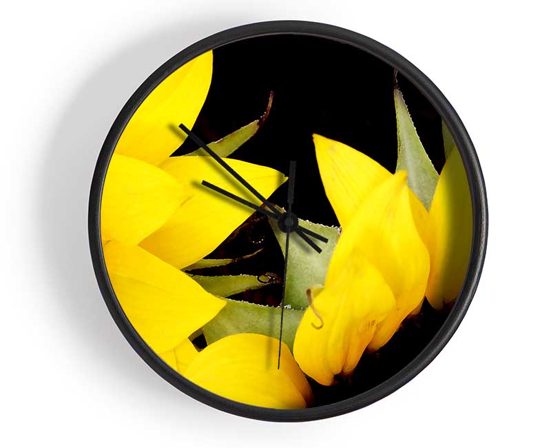 Yellow Sunflower Twins Close-Up Clock - Wallart-Direct UK