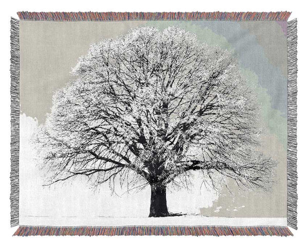 Winter Tree B n W Woven Blanket