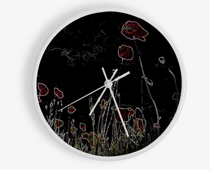 Abstarct Neon Floral 17 Clock - Wallart-Direct UK