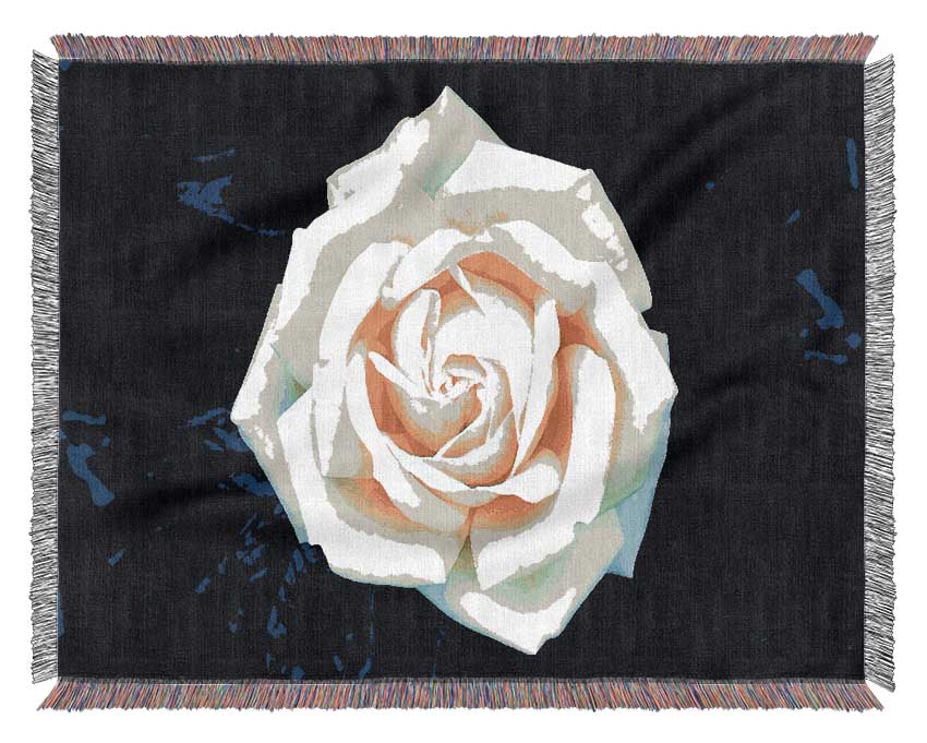 Yellow Rose On Blue Leaves Woven Blanket