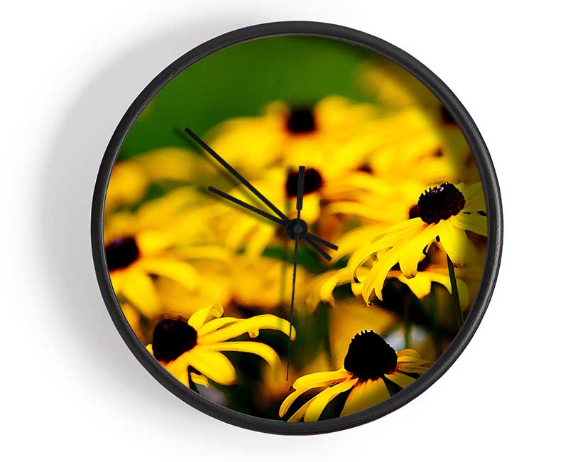 Yellow Daisy Pom Poms Clock - Wallart-Direct UK
