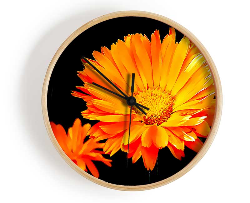 Vibrant Orange Gerberas Clock - Wallart-Direct UK