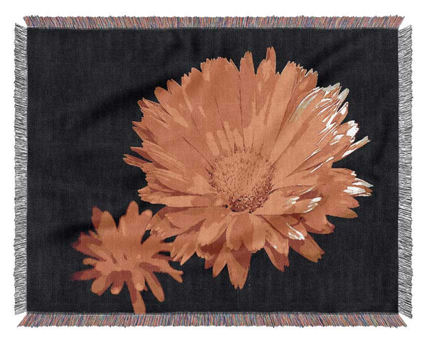Vibrant Orange Gerberas Woven Blanket